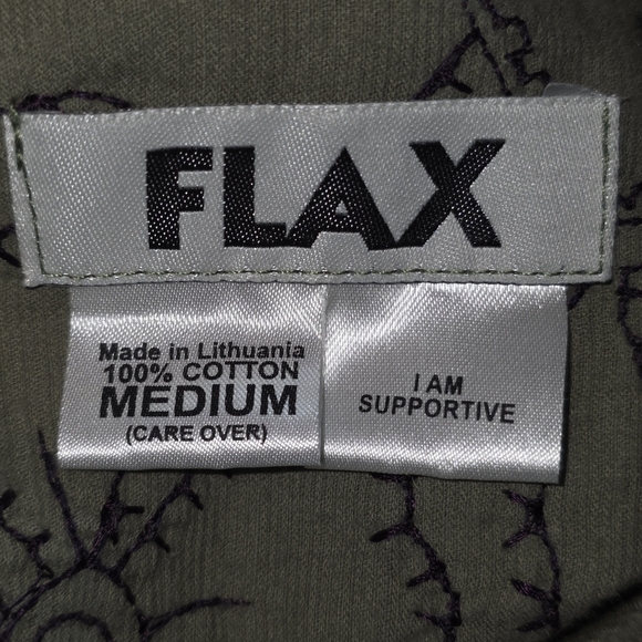 FLAX Women’s Medium Green Floral Embroidered Button Jacket – 100% Cotton - Picture 8 of 11